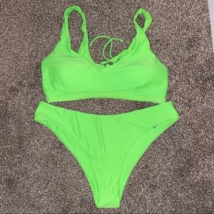 SHEIN NWOT NEON GREEN BIKINI SWIMSUIT SET